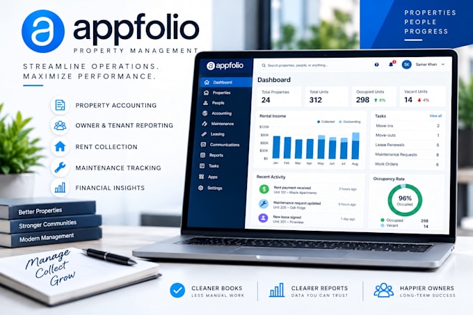 do property management bookkeeping in appfolio and buildium