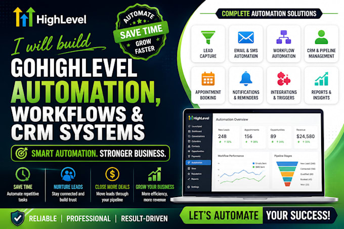 build gohighlevel automation, workflows and CRM systems