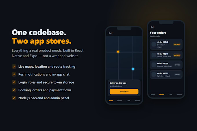 develop a react native mobile app for ios and android with expo