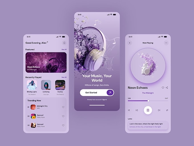 create a music player app with playlists and offline sync