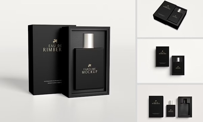 custom perfume box packaging design with dieline and cut lines template