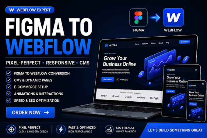 build webflow website, figma to webflow, design, developer, landing page, cms
