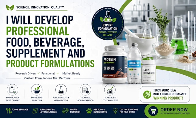 develop professional food, beverage, supplement and product formular