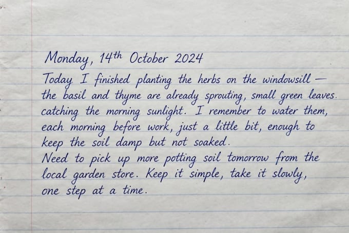 do neat handwriting for notes, assignments and letters