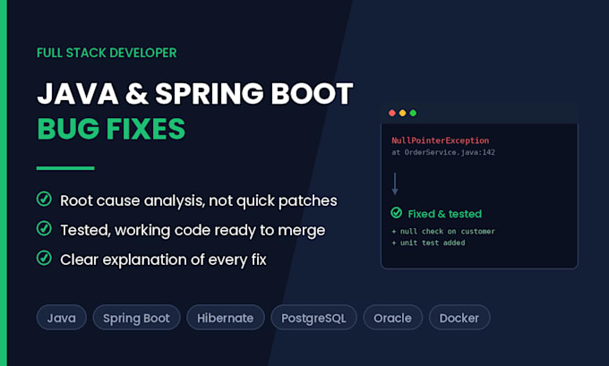 fix bugs and errors in your java spring boot backend