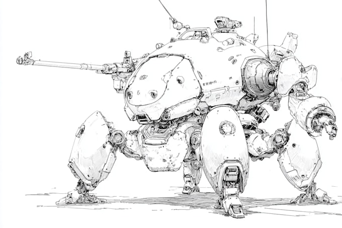 draw mecha robot armor character concept for you