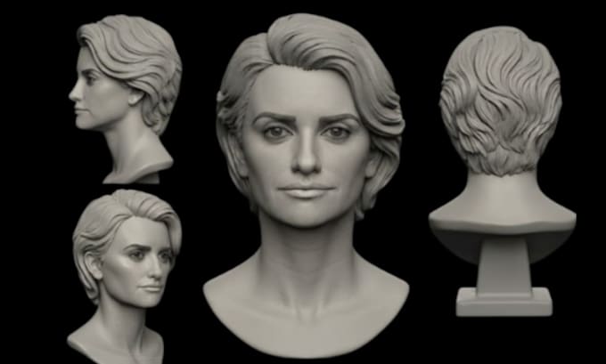 sculpt a realistic 3d head model, bust, or portrait for printing