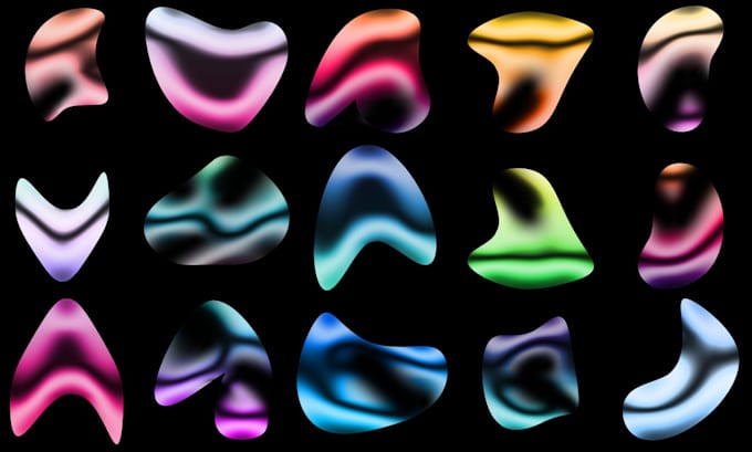 create custom 3d liquid chrome shapes and png asset pack
