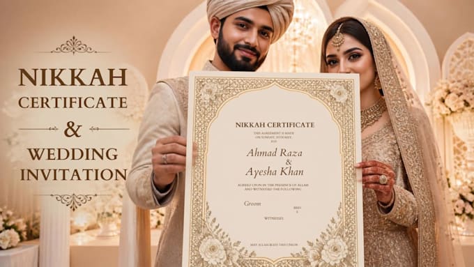 design islamic wedding invitations and nikkah certificates