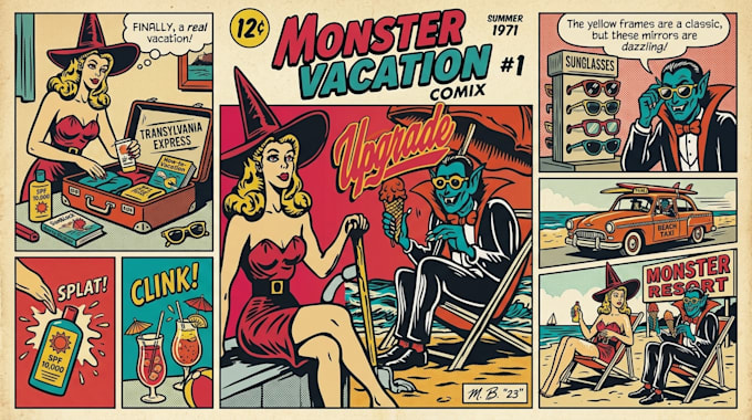 create cool retro comic art design illustration