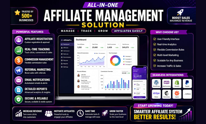 build a custom affiliate management and tracking website