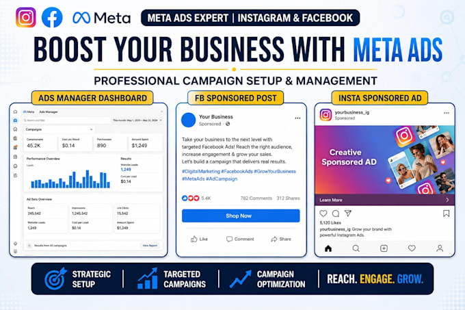 set up facebook ads campaigns for products, services and online stores