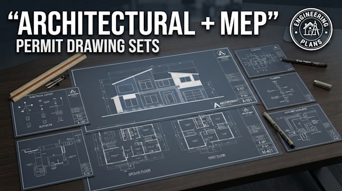 engineer permit drawing sets with architectural and mep plans