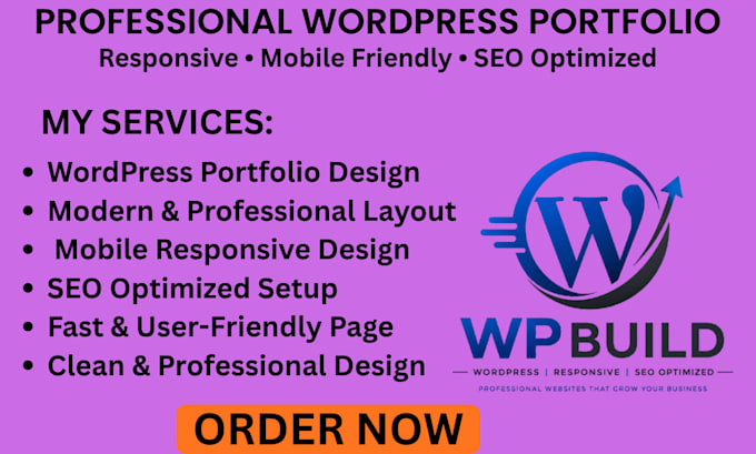 build professional wordpress portfolio website responsive mobile SEO optimized