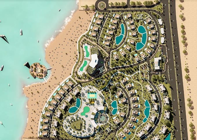 design resort landscape property, mixed use site layout,planned unit development