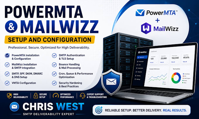 setup and configure powermta and mailwizz email server