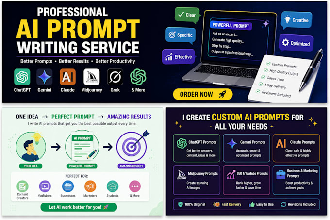 write powerful ai prompts for chatgpt, midjourney, gemini and claude