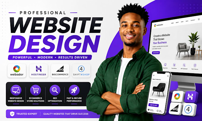 design webador website, hostinger website, webador ecommerce website shift4shop