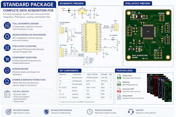 design a custom data acquisition pcb with sensors and microcontroller