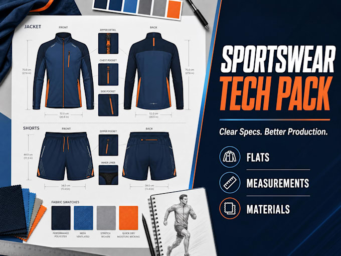 activewear tech pack sportswear tech pack fashion tech pack clothing design