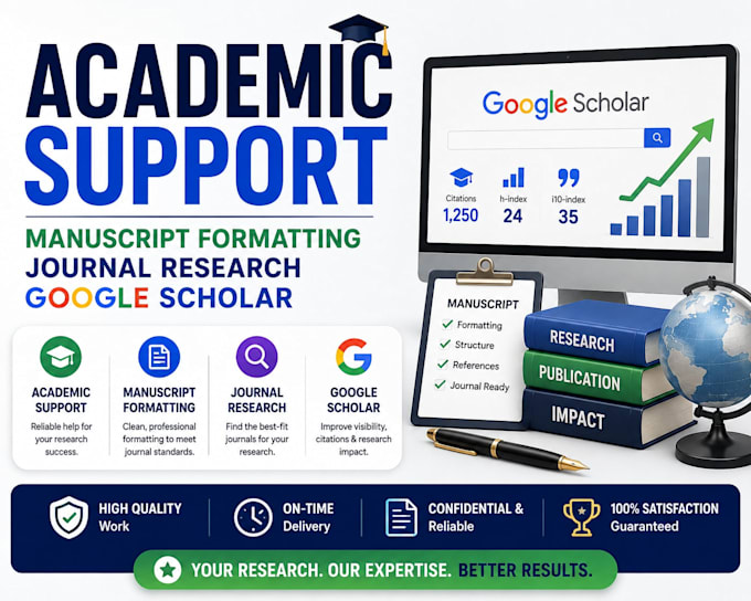 provide academic support, manuscript formatting, journal research google scholar