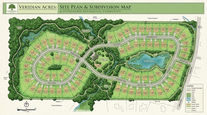 design a real estate map, property site plan, lot subdivision, plot plan,