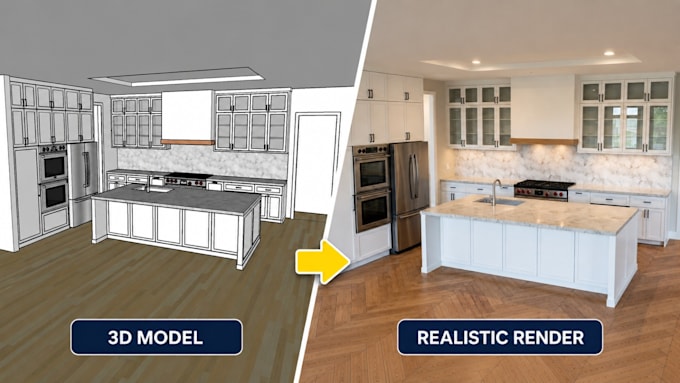 do 3d kitchen modeling in sketchup with realistic ai render