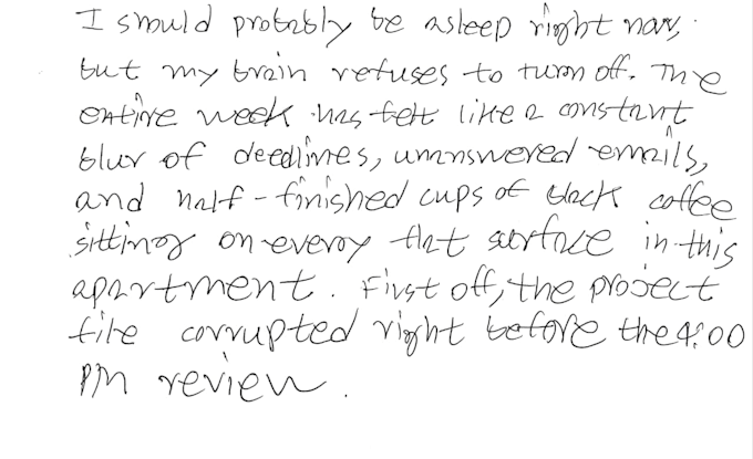 handwrite your text in a chaotic and messy style