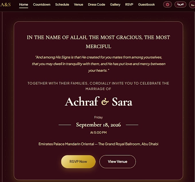 design a digital wedding invitation website with rsvp