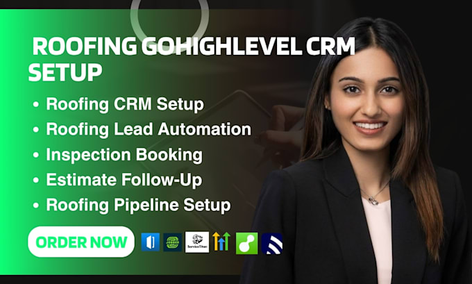 setup gohighlevel roofing CRM setup, automation, workflows and lead follow up