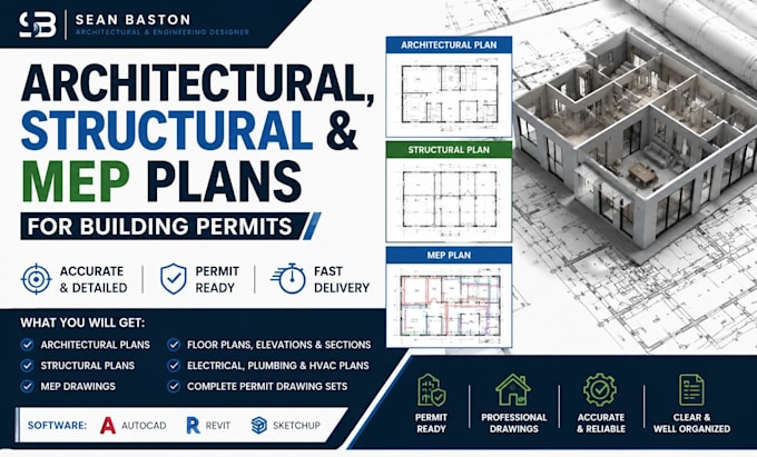 design architectural, structural and mep plans for building permits