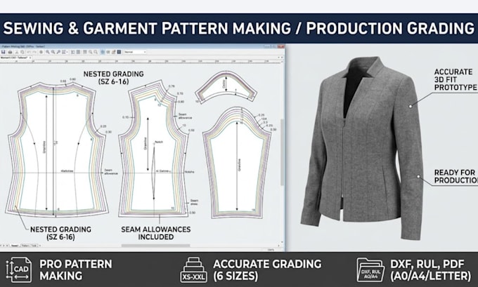 create custom garment sewing patterns with accurate grading for production