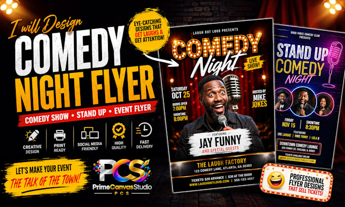 design a comedy night flyer, comedy show poster, stand up comedy flyer