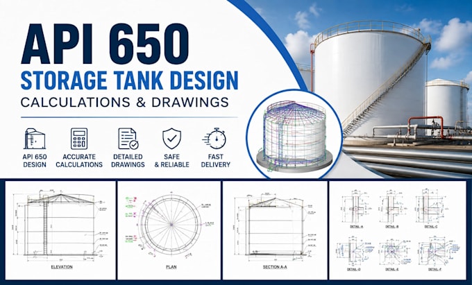 design storage tank API 650, tank calculations and drawings