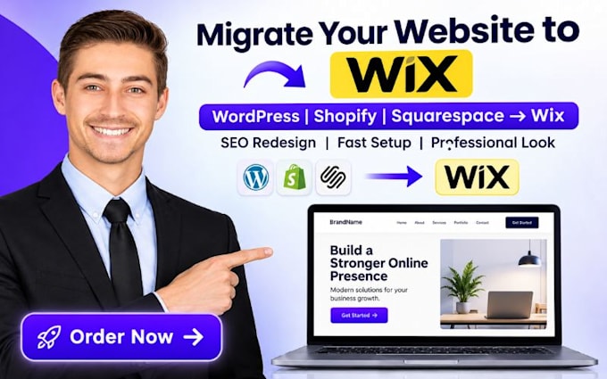 migrate wordpress shopify squarespace website to wix SEO redesign setup