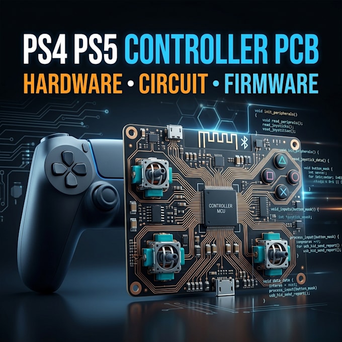 design ps4 ps5 game controller pcb, hardware, circuit and embedded firmware