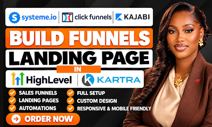 build course landing page in system io, clickfunnel, kajabi, gohighlevel, kartra