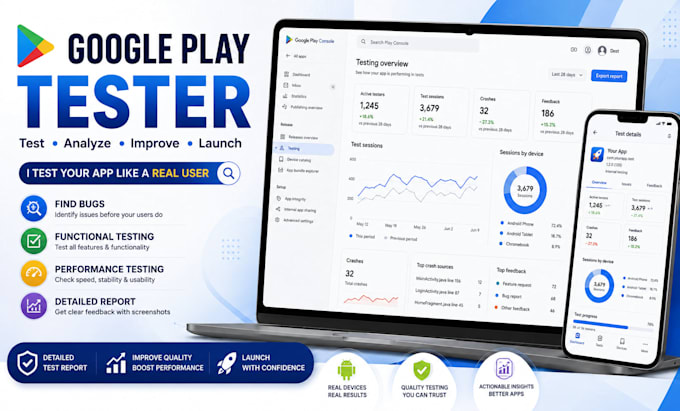 provide 12 real testers for google play closed testing
