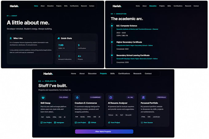 create a modern responsive personal portfolio website
