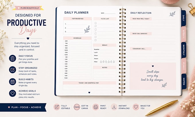 idesign an editable canva planner
