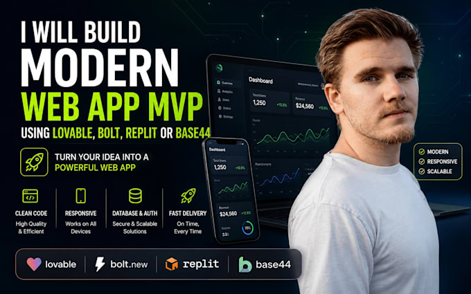 build a modern web app mvp using lovable, bolt, replit or base44