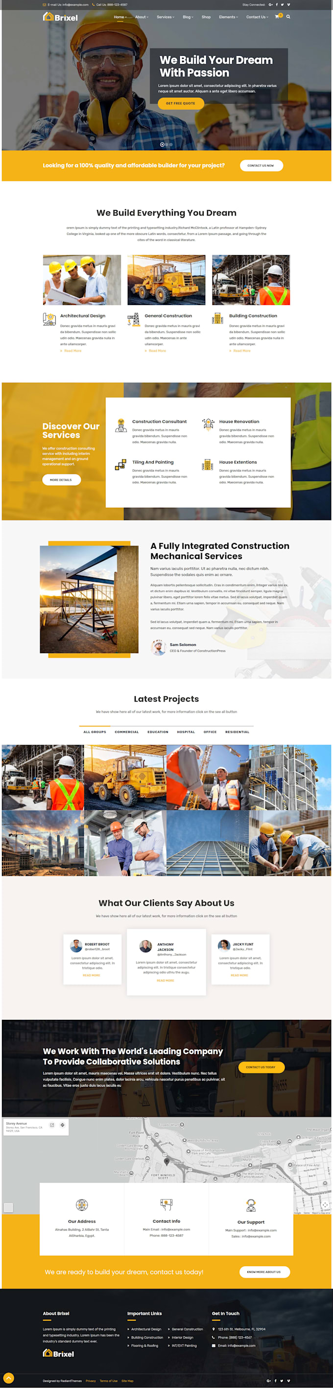 create a professional construction website in wordpress