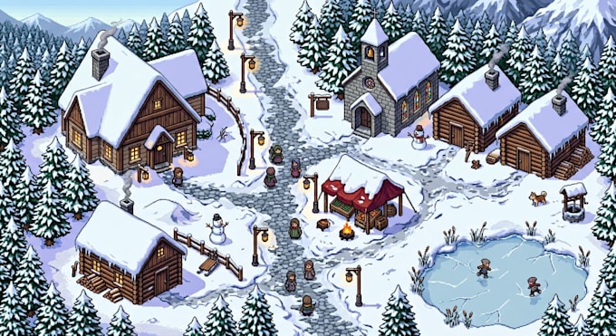 design 2d top down pixel art rpg srpg tileset map scenes background environments