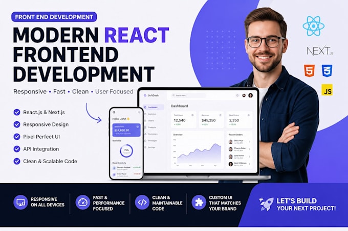 build a responsive react next js frontend website