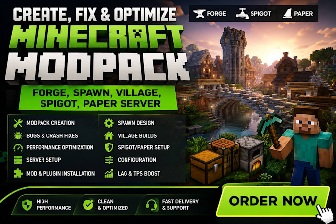 fix create optimize modpack minecraft forge, spawn,village,spigot,paper server