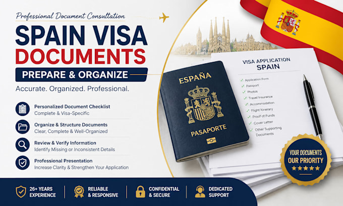 prepare and organize spain visa application documents