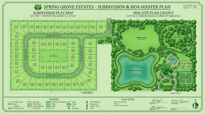 create a property map, hoa site plan layout, and subdivision plat map