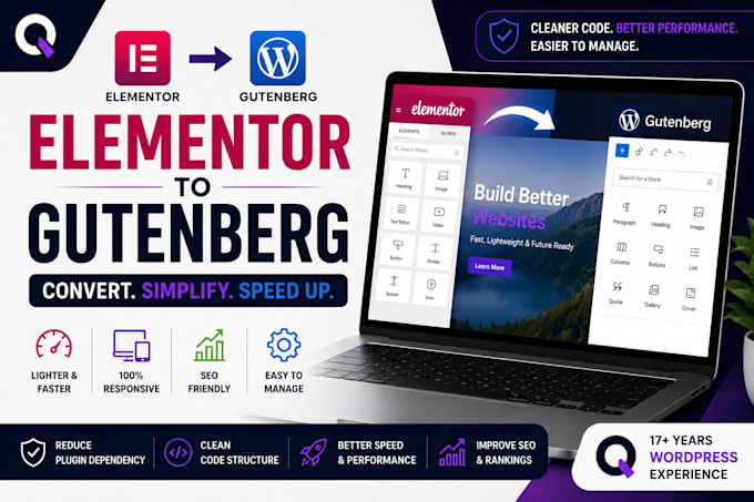 help convert elementor build website to spectra