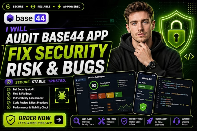 audit base44 app fix security risk and bugs