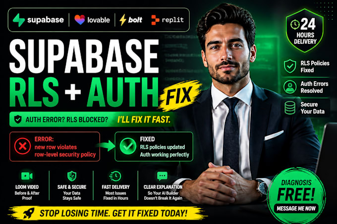 fix supabase rls policy and auth login errors fast